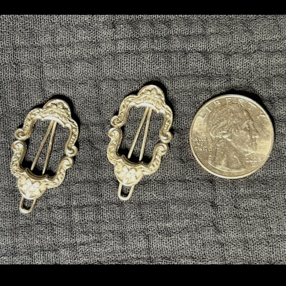 Silver Tone Diminutive Floral Vintage Hair Barrettes Cottagecore Goodness - Picture 3 of 6